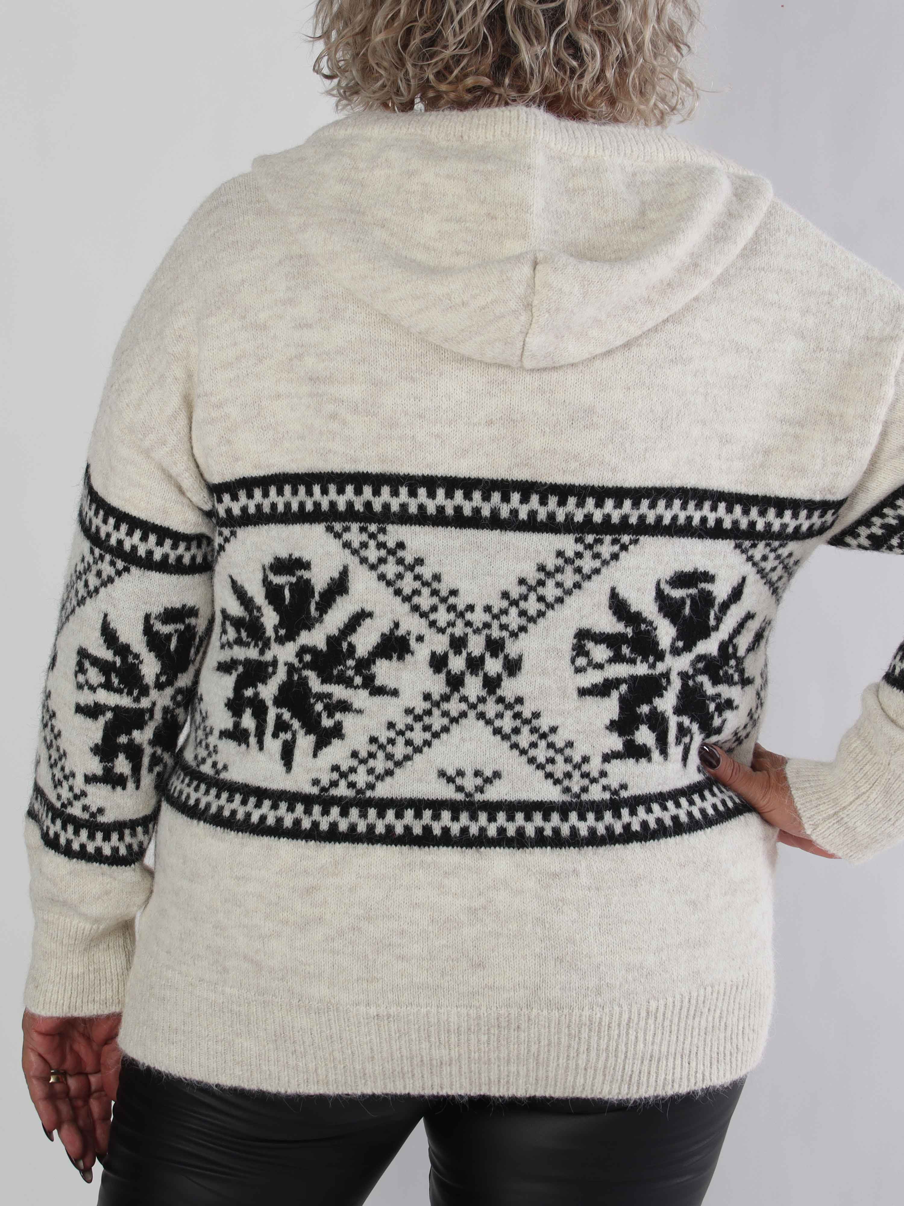 Veni - Hyggelig plus size uldstrik med snøre i udskæringen